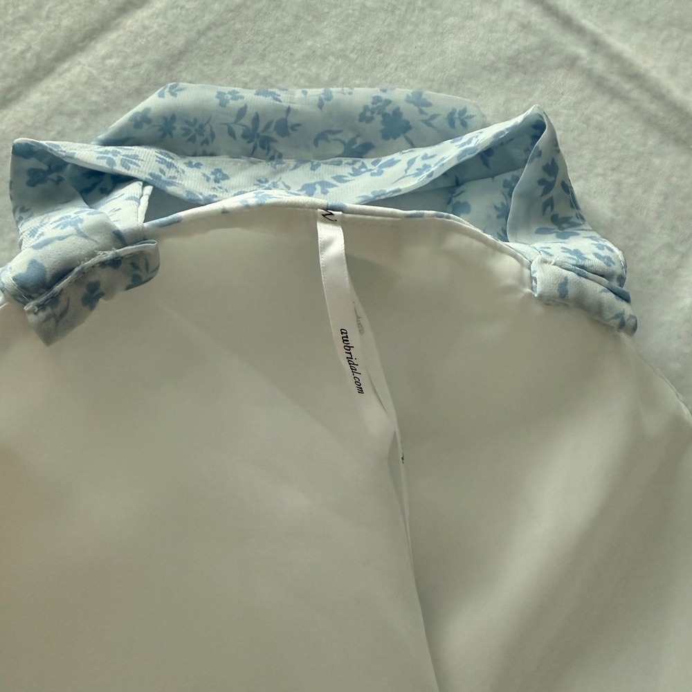 AW Bridal Skyblue Star Floral Maxi Dress Women 16 Blue White Square Neck Formal - Picture 11 of 12